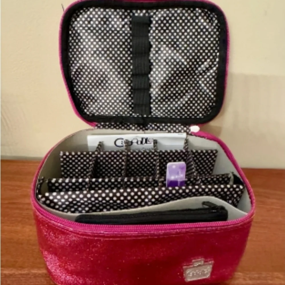 Caboodles soft sided nail valet/tote/case pink matallic Sparkle NEW